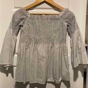 Loft white with grey and white stripe top